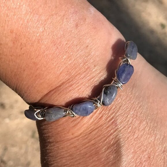 Natural Tanzanite Sterling Silver Cuff Bracelet Gemstone Untreated 925